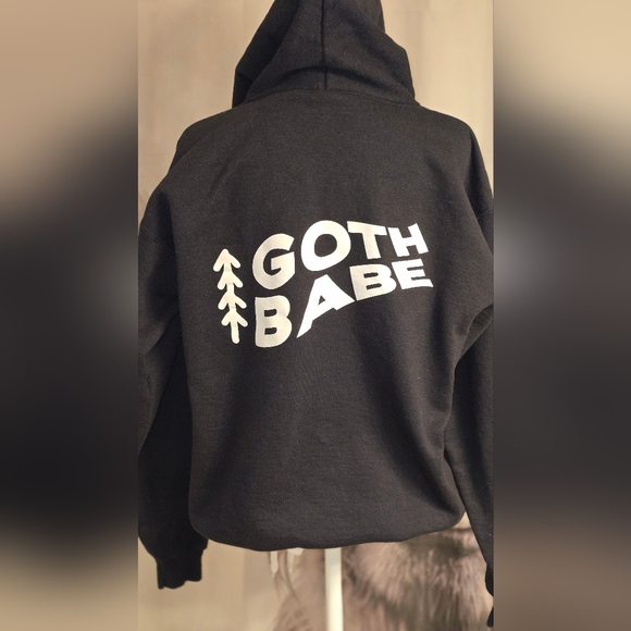Goth Babe Abstract Graphic Black Hoodie - Picture 3 of 5